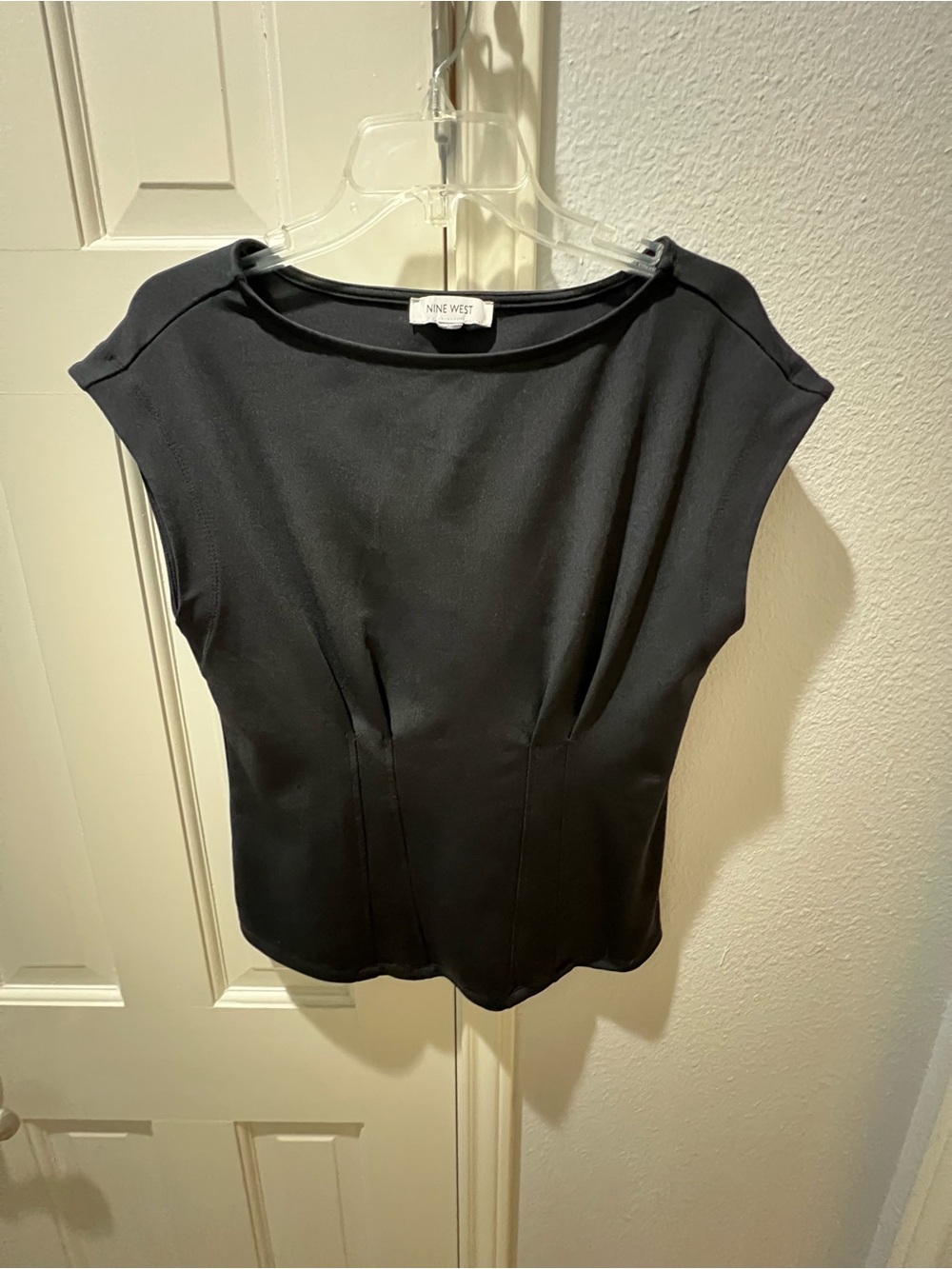 Nine West Black Cap-Sleeve Ponte Top